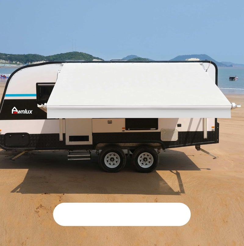 AWNLUX -RV Awning Fabric Replacement - Heavy Duty Weatherproof 4-Ply Vinyl Camper Awning Fabric - Universal Outdoor Canopy for Camper, Trailer, and Motorhome Awnings - Solid White - 13' (Fabric 12'2") - Image 1